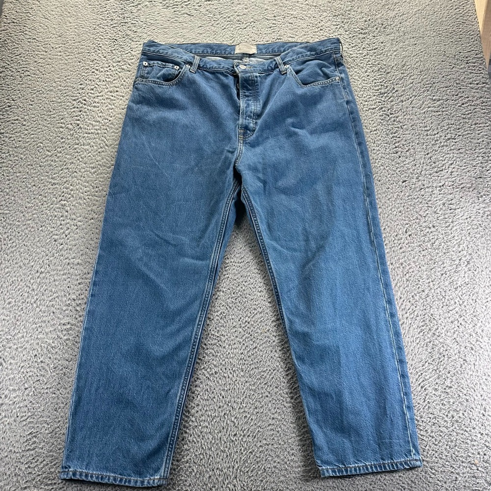Everlane Jeans Mens 41x26 Blue Cotton Denim Straight Button Fly Faded Workwear